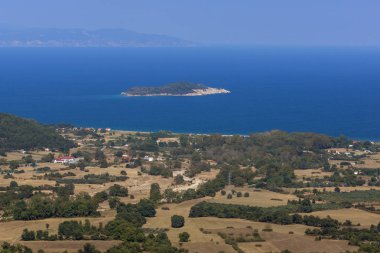 Muhteşem yaz manzara Chalkidiki, orta Makedonya, Yunanistan