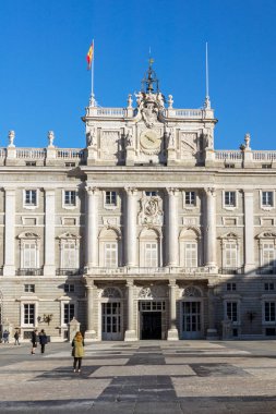 Madrid, İspanya - 22 Ocak 2018: Royal Palace of Madrid, İspanya'nın güzel manzarasına