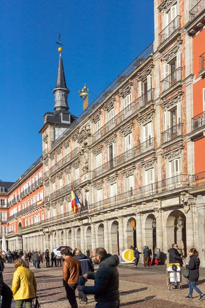 Madrid Espanha Janeiro 2018 Plaza Mayor Com Estátua Rei Philips — Fotografia de Stock