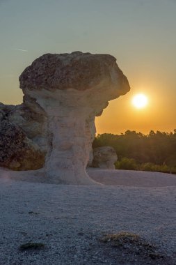 Beli plast Köyü, Kırcaali bölgesi, Bulgaristan yakınındaki taş mantar oluşumu rock