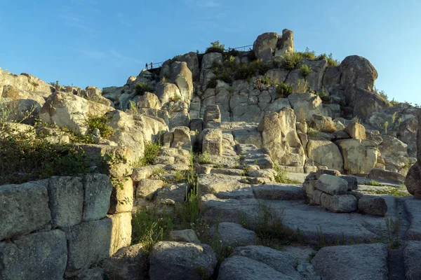 Sonnenaufgang Blick Auf Die Antike Thrakische Stadt Perperikon Kardzhali Region — Stockfoto