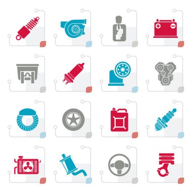 Stilize araba parçası ve Hizmetleri simgeler - vektör Icon set