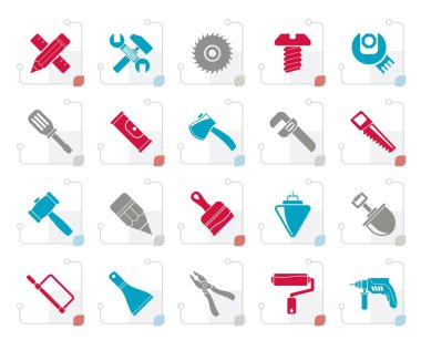 Nesne simgeler - vektör Icon set stilize inşaat araçları