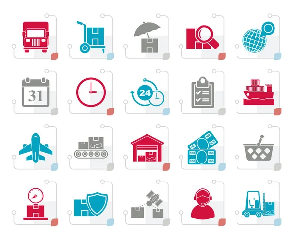 Stilizált Cargo Szállítási Logisztikai Vector Icon Set — Stock Vector