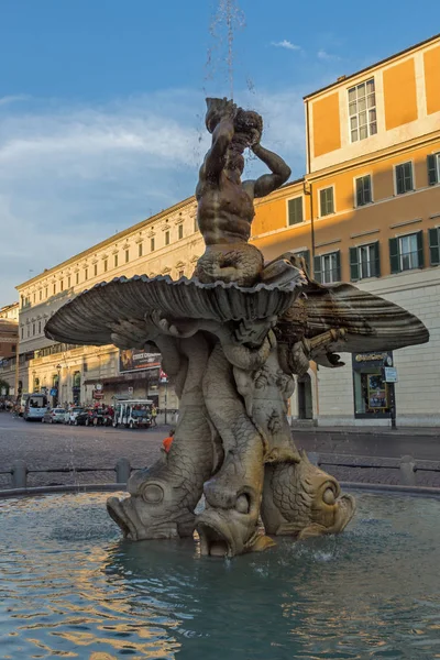 Roma Italia Junio 2017 Vista Del Atardecer Fuente Tritón Piazza — Foto de Stock