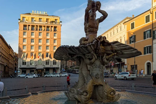 Roma Itália Junho 2017 Vista Pôr Sol Fonte Tritão Piazza — Fotografia de Stock