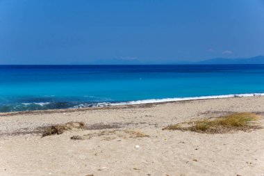 Girapetra Beach mavi suları, Lefkada, Ionian Islands, Yunanistan ile panoramik