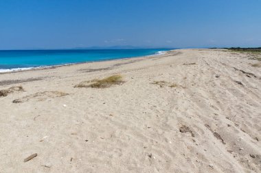 Girapetra Beach mavi suları, Lefkada, Ionian Islands, Yunanistan ile panoramik