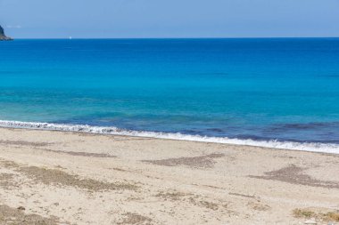 Girapetra Beach mavi suları, Lefkada, Ionian Islands, Yunanistan ile panoramik
