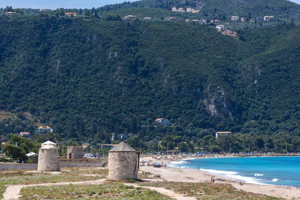 Panoramic View Girapetra Beach Blue Waters Lefkada Ionian Islands Greece — Stock Photo, Image