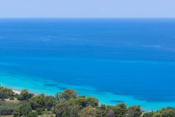 Girapetra Beach Mavi Suları Lefkada Ionian Islands Yunanistan Ile Panoramik — Stok fotoğraf