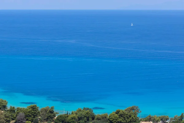 Панорамним Видом Пляж Girapetra Блакитними Водами Острові Лефкас Іонічні Острови — стокове фото