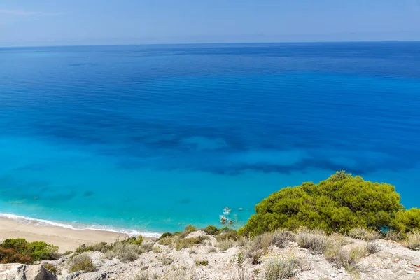 Vista Panoramica Della Spiaggia Kokkinos Vrachos Con Acque Blu Lefkada — Foto Stock