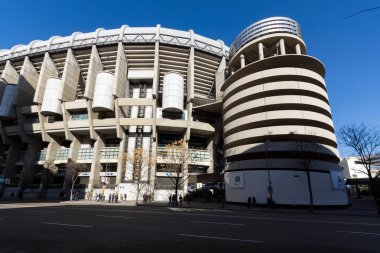 Madrid, İspanya - 21 Ocak 2018: Dışında görüntülemek Santiago Bernabeu Stadyumu şehir Madrid, İspanya