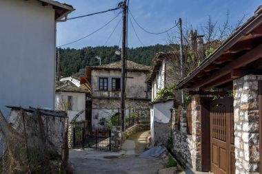 Eski ev ve ahşap yüzyıllarda Köyü Panagia, Thassos Adası, Doğu Makedonya ve Trakya, Yunanistan