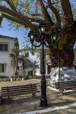 Eski ev ve ahşap yüzyıllarda Köyü Panagia, Thassos Adası, Doğu Makedonya ve Trakya, Yunanistan