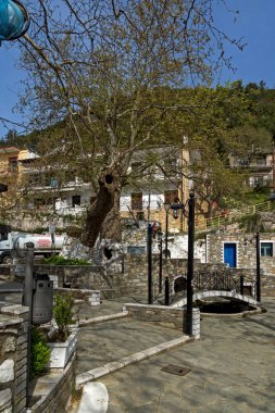 Eski ev ve ahşap yüzyıllarda Köyü Panagia, Thassos Adası, Doğu Makedonya ve Trakya, Yunanistan