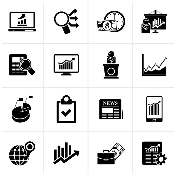 Black Business Market Analysis Icons Vector Icon Set — Stock Vector
