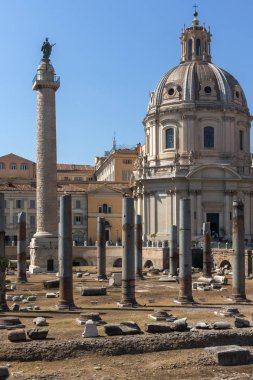 Roma, İtalya - 23 Haziran 2017: Trajan sütunu ve Forum Roma, İtalya, Amazing