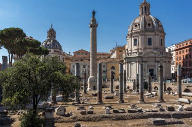 Roma, İtalya - 23 Haziran 2017: Trajan sütunu ve Forum Roma, İtalya, Amazing