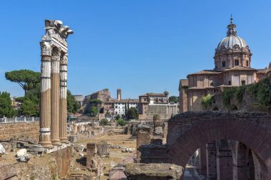 Rome, İtalya - 23 Haziran 2017: Roma, İtalya Trajan Forumu görünümünü şaşırtıcı