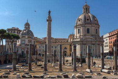 Roma, İtalya - 23 Haziran 2017: Trajan sütunu ve Forum Roma, İtalya, Amazing