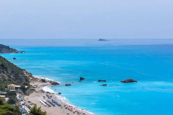 Panoramisch Uitzicht Het Strand Van Kathisma Lefkada Ionische Eilanden Griekenland — Stockfoto