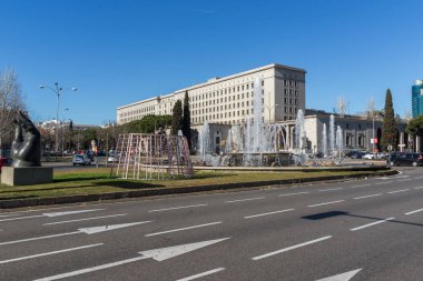 Madrid, İspanya - 21 Ocak 2018: Yapı Bakanlığı istihdam ve sosyal güvenlik şehir Madrid, İspanya