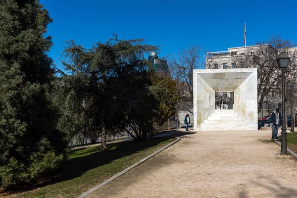 Madrid Španělsko Ledna 2018 Památník Lidí Madridu Ulici Paseo Castellana — Stock fotografie