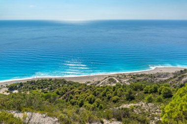 Deniz manzarası, mavi sularına Gialos Beach, Lefkada, Ionian Islands, Yunanistan