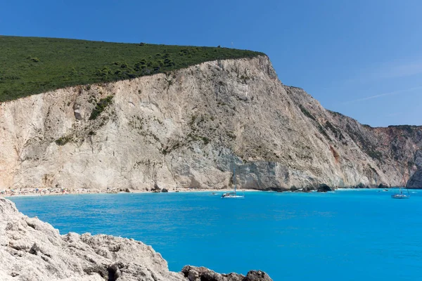 Erstaunliche Meerlandschaft Mit Blauem Wasser Von Porto Katsiki Strand Lefkada — Stockfoto