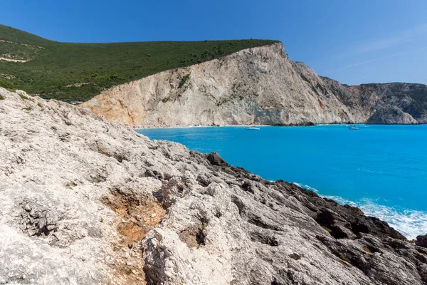 Erstaunliche Meerlandschaft Mit Blauem Wasser Von Porto Katsiki Strand Lefkada — Stockfoto