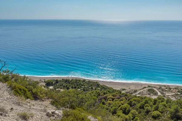 Zeegezicht Van Blauwe Wateren Van Gialos Beach Lefkada Ionische Eilanden — Stockfoto