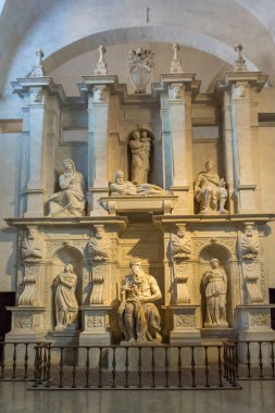 Rome, İtalya - 23 Haziran 2017: Michelangelo'nun Musa, Roma, İtalya (San Pietro in Vincoli) zincire Saint Peter Bazilikası heykeli