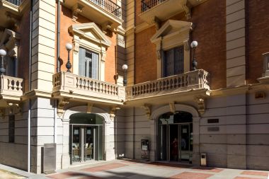 Madrid, İspanya - 21 Ocak 2018: Lazaro Galdiano müze şehir, Madrid, İspanya, cephe