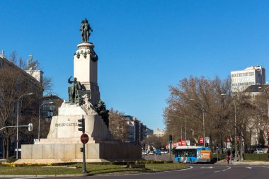 Madrid, İspanya - 21 Ocak 2018: Anıt Emilio Castelar Paseo de la Castellana Street City, Madrid, İspanya