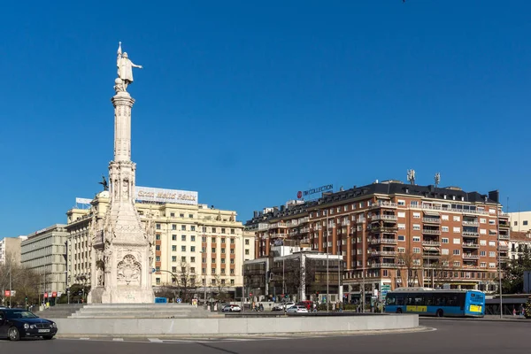 Madrid Hiszpania Stycznia 2018 Pomnika Columbus Plaza Colón Madrycie Hiszpania — Zdjęcie stockowe