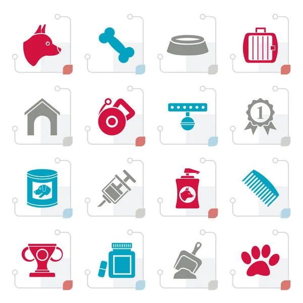 Stylized Dog Cynology Object Icons Vector Icon Set — Stock Vector