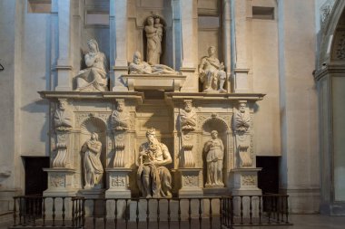 Rome, İtalya - 23 Haziran 2017: Michelangelo'nun Musa, Roma, İtalya (San Pietro in Vincoli) zincire Saint Peter Bazilikası heykeli