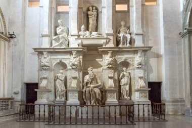 Rome, İtalya - 23 Haziran 2017: Michelangelo'nun Musa, Roma, İtalya (San Pietro in Vincoli) zincire Saint Peter Bazilikası heykeli