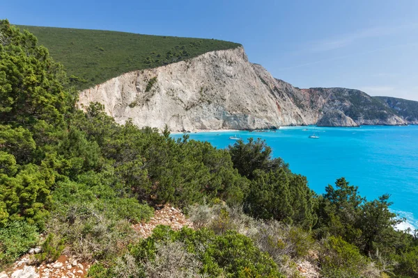 Erstaunliche Meerlandschaft Mit Blauem Wasser Von Porto Katsiki Strand Lefkada — Stockfoto