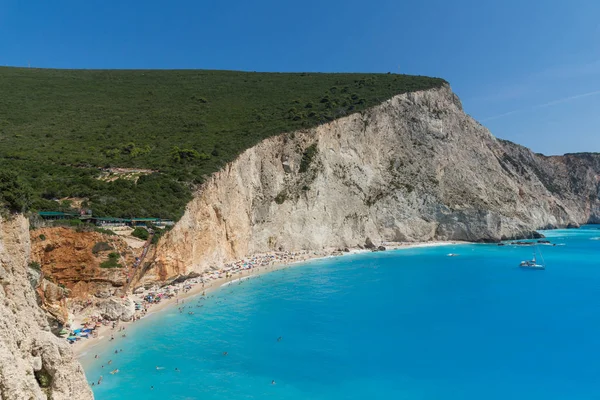 Amazing Zeegezicht Van Blauwe Wateren Van Porto Katsiki Beach Lefkada — Stockfoto