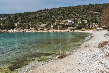 Panoramik Köyü ve Plajı Aliki, Thassos Adası, Doğu Makedonya ve Trakya, Yunanistan  