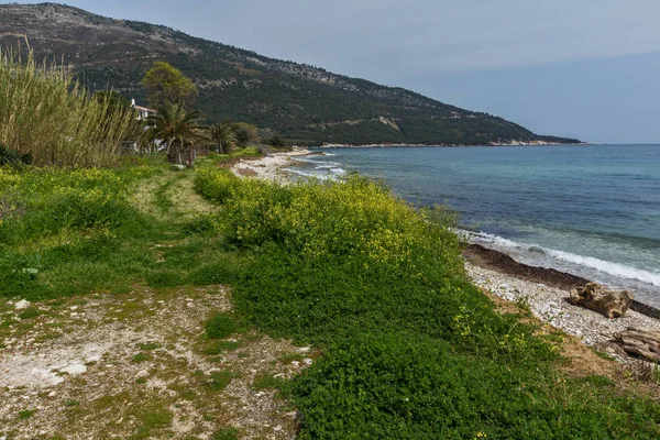 Panorama Pláže Ostrově Thassos Východní Makedonie Thrákie Řecko — Stock fotografie