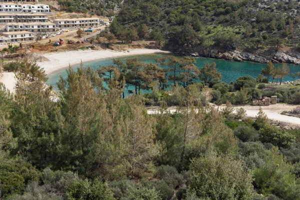 Panorama Playa Isla Tasos Macedonia Oriental Tracia Grecia —  Fotos de Stock