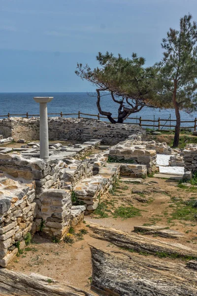 Columnas Ruinas Iglesia Antigua Sitio Arqueológico Aliki Isla Thassos Macedonia — Foto de Stock