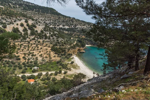 Panoramisch Uitzicht Livadi Strand Thassos Island Oost Macedonië Thracië Griekenland — Stockfoto