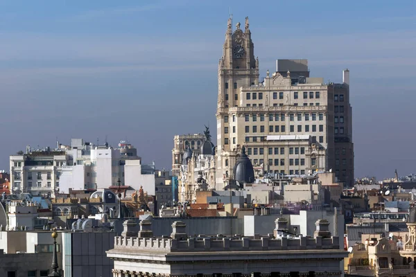 Madrid Španělsko Ledna 2018 Panoramatický Výhled Město Madridu Cybele Palác — Stock fotografie