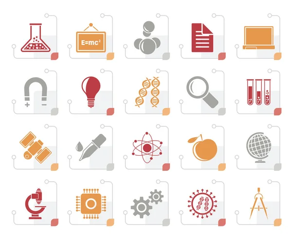 Stylized Science Research Education Icons Vector Icon Set — Stock Vector