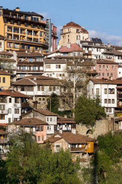 Veliko Tarnovo, Bulgaristan - 9 Nisan 2017: Panoramamic görünüm, şehir, Veliko Tarnovo, Bulgaristan